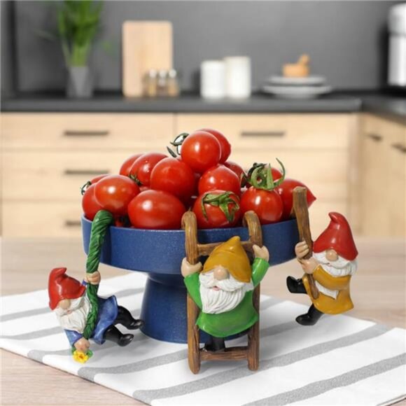 Set of 3 Garden Gnome Statues for Plant Pots Whimsical Climbing Dwarf Figurines - Picture 6 of 7